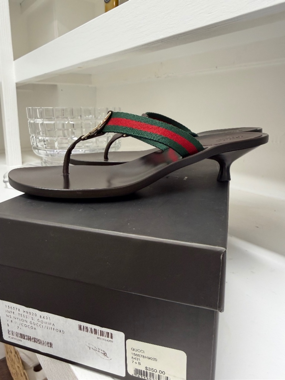 Authentic Y2K Gucci kitten heel brown red & green sandals 7b